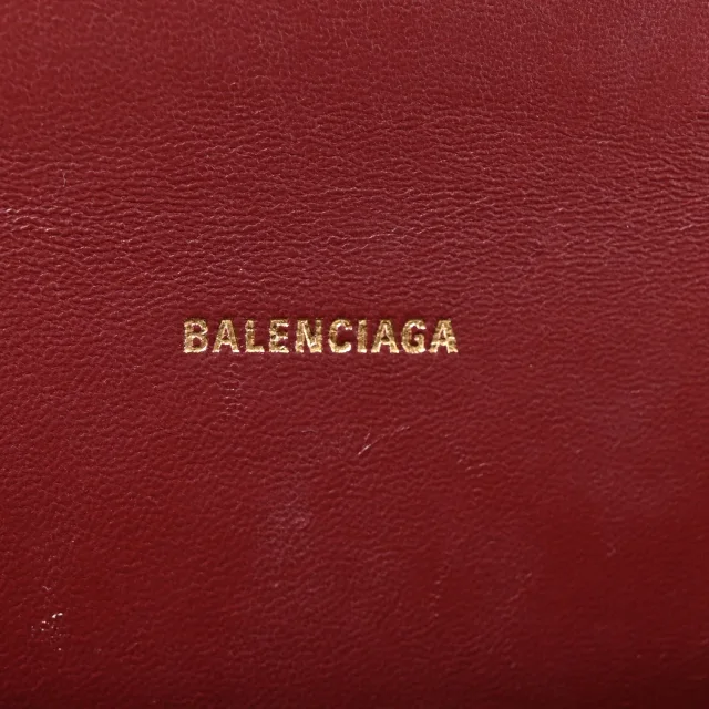 Balenciaga Shiny Calfskin Crocodile Embossed Hourglass Top Handle Bag XS Dark Red in Red Calfskin from FASHIONPHILE, photo 6 of 12