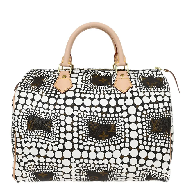 Louis Vuitton Yayoi Kusama White Monogram Town Speedy 30 Handbag M40690 in White Coated canvas from AMORE Vintage Tokyo