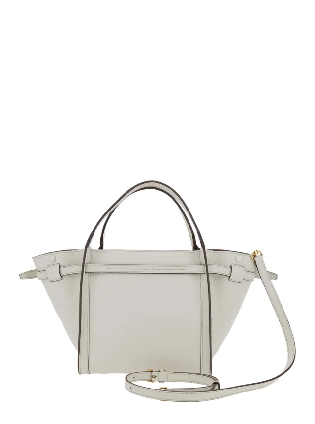 TOD'S White Medium Tote Bag with T Timeless Plaque on the Front and Adjustable and Removable Shoulder Strap in Leather Woman in White 100% Calf, photo 7 of 12 from Gaudenzi Boutique