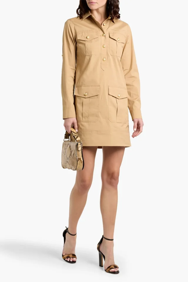 Veronica Beard Saude Cotton-Blend Mini Shirt Dress in Sand, photo 5 of 5 from THE OUTNET