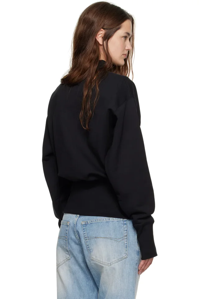 Jean Paul Gaultier Black Cropped Crew Neck 'JPG' Sweatshirt, photo 3 of 3 from SSENSE