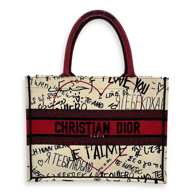 Dior Book Tote Bag Medium White in Canvas in White Canvas from Luxury Promise