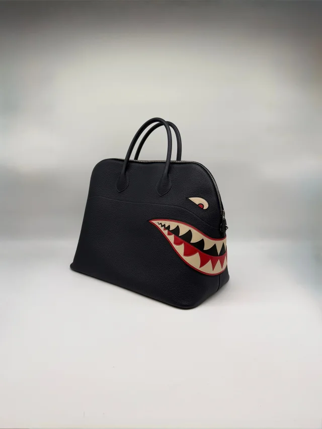 Hermès Bolide 45 Shark Bleu Nuit Togo Palladium Hardware in Navy Togo leather from Luxury Promise, photo 7 of 11