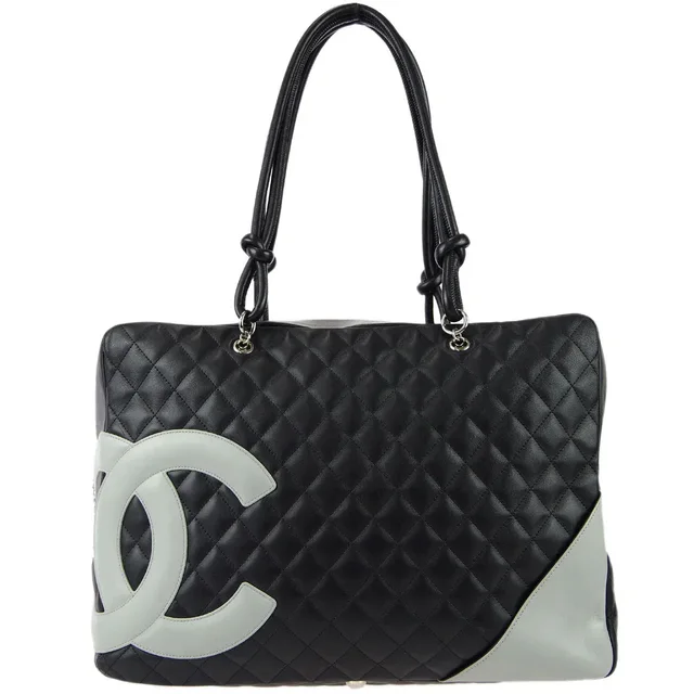 Chanel 2004-2005 Black Calfskin Cambon Ligne Tote Handbag in Black Calfskin from AMORE Vintage Tokyo