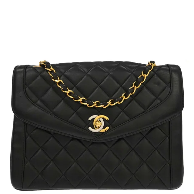 Chanel 1994-1996 Black Lambskin Paris Limited Edition Shoulder Bag in Black Lambskin from AMORE Vintage Tokyo