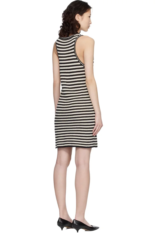 ANINE BING Black & Off-White Arie Minidress, photo 3 of 4 from SSENSE