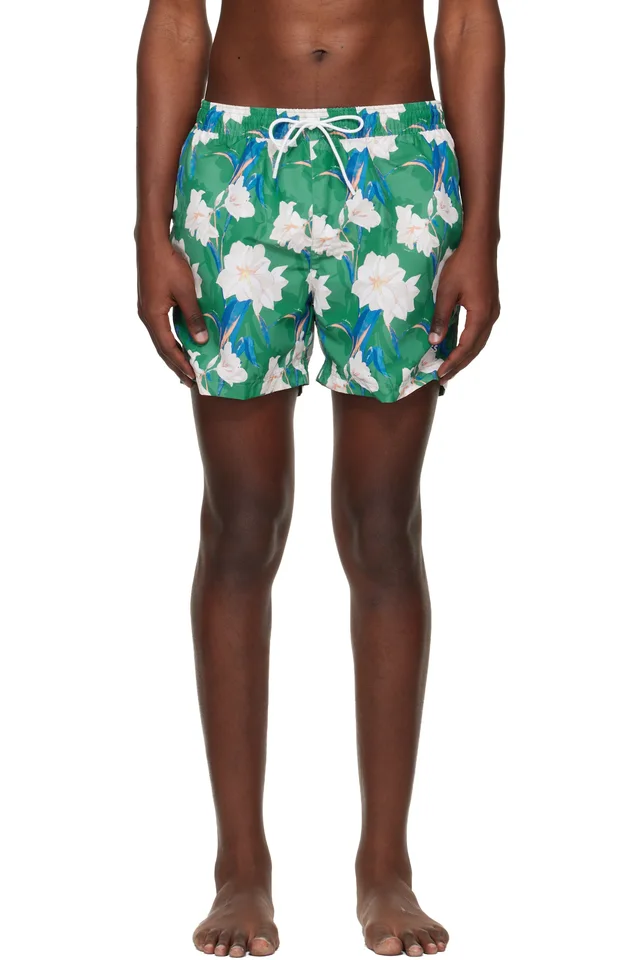 BOSS Green Logo-Detail Floral Print Swim Shorts, image 1 of 1 from SSENSE