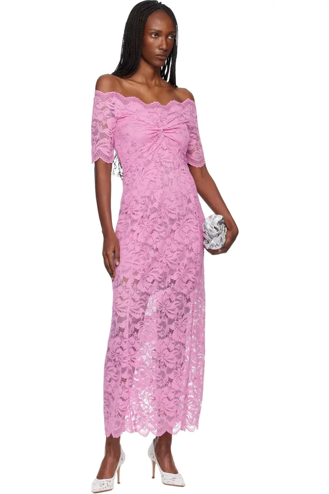 Rabanne Pink Lace Maxi Dress, photo 4 of 4 from SSENSE