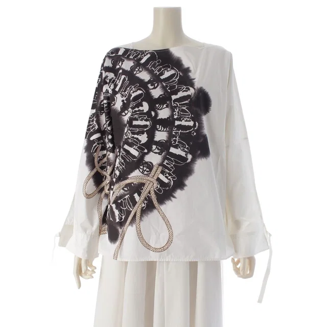 Hermès Cotton Side Slit Blouse Top Black 36 in Black from The Reluxe