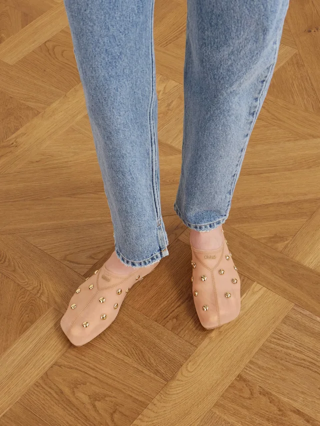 CHLOÉ Rita studded mesh flats in Pink, photo 2 of 2 from NET-A-PORTER (Canada)