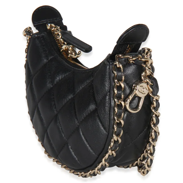 Chanel Black Quilted Lambskin CC Chain Around Mini Moon Hobo Crossbody in Black Lambskin from myGemma, photo 2 of 2