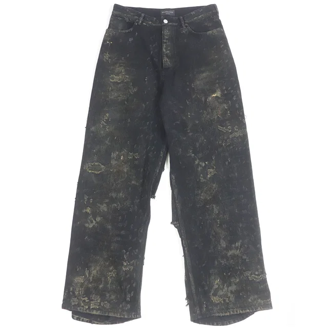 Balenciaga Super Destroy Denim Cotton Denim Pants in Denim from LuxUness