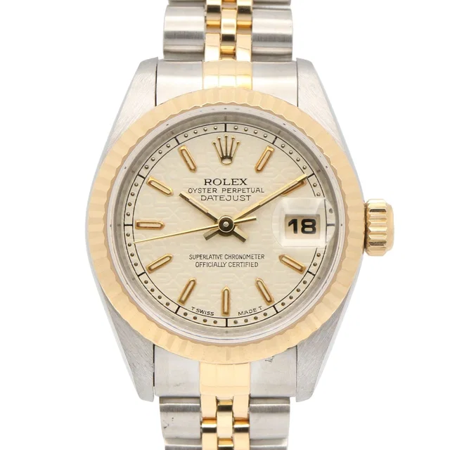 Rolex Watch Datejust T Number Ivory Con BA 18K Stainless Steel in White from The Reluxe