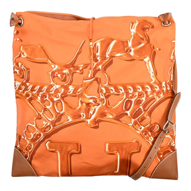 Hermès 2011 Silky City MM Orange/Gold in Orange Silk from VINTAGE QOO TOKYO