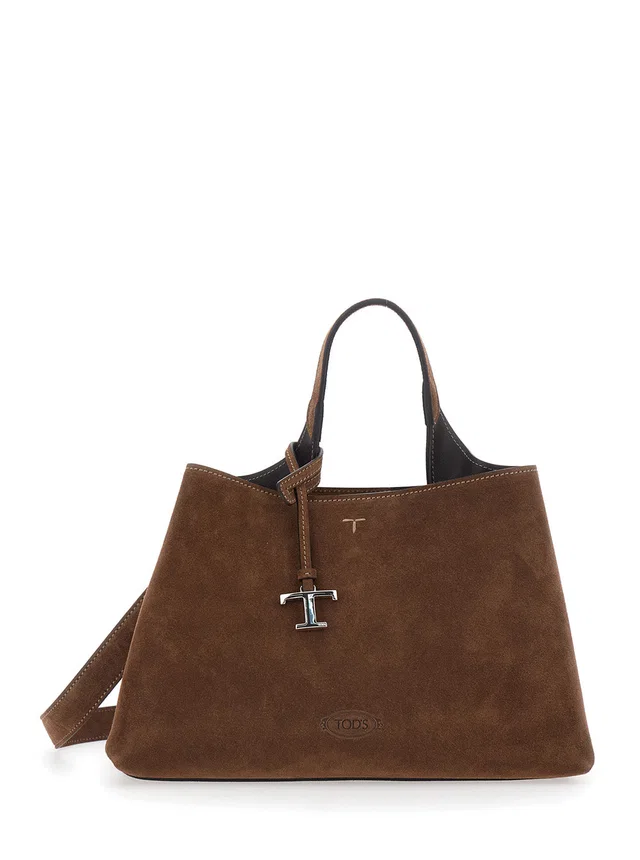 Tod's Suede Top Handle Shoulder Bag — Brown Calf Leather in Brown Calfskin from HEWI