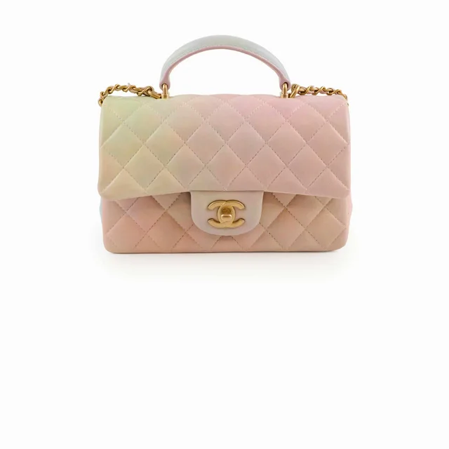 Chanel Top Handle Mini Rectangle Rainbow (microchip) from The Purse Affair
