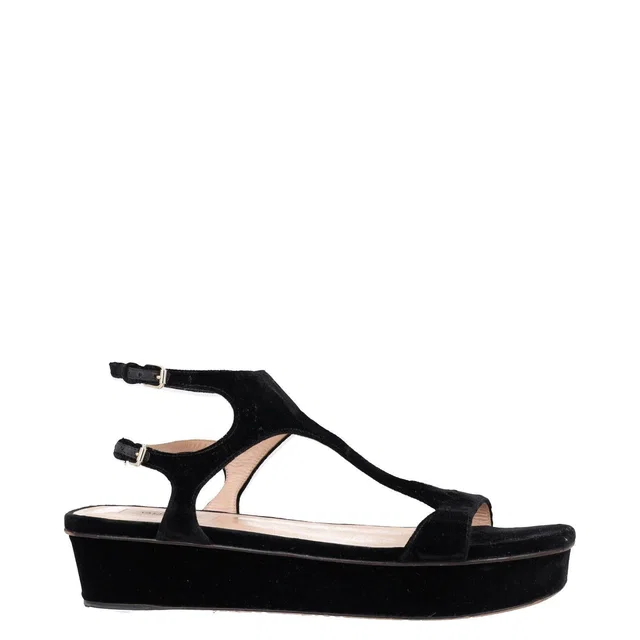 Valentino Garavani Black Velvet Platform Sandals in Black Velvet from HEWI
