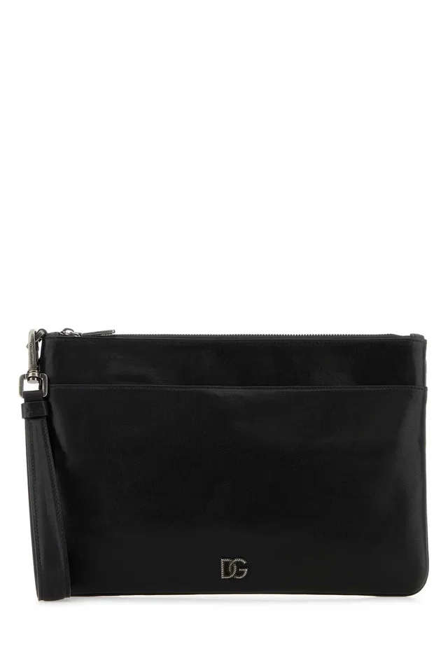Dolce & Gabbana Vitello Leather Clutch — Black in Black Leather from HEWI