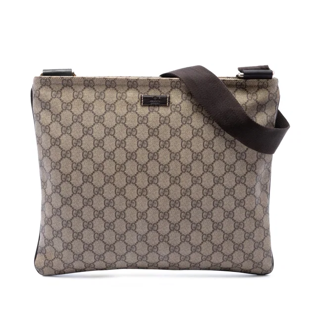 Beige Gucci GG Supreme Crossbody in Beige Coated canvas from Designer Revival