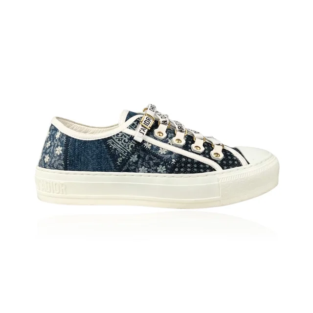 Walk 'n' Dior Patchwork Denim Sneaker in Blue Denim & Rubber from Designer Archives
