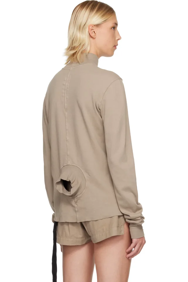 Rick Owens DRKSHDW Taupe Concordians Headon Dbl Sweater, photo 3 of 4 from SSENSE