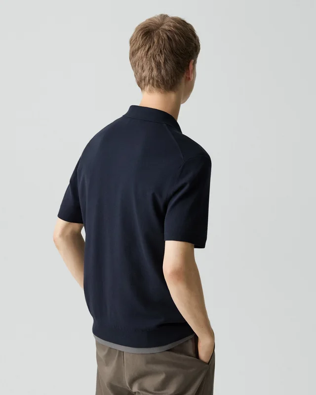 Theory Soris Polo Shirt in Light Bilen in DARK ECLIPSE 62% Viscose, 38% Polyester; Exclusive Of Elastic, photo 3 of 12 from Theory