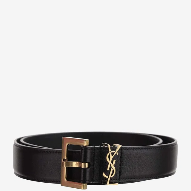 Saint Laurent Cassandre Belt — Black Calfskin in Black Calfskin from HEWI