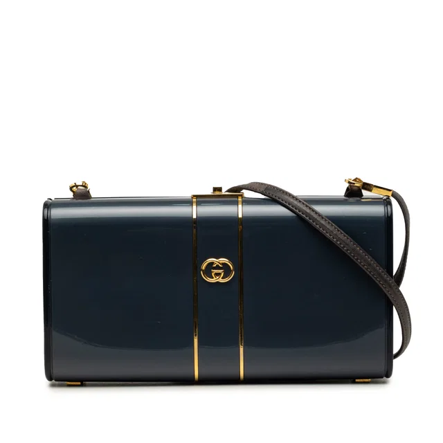 Blue Gucci Patent Interlocking G Clasp Crossbody Shoulder Bag in Blue Patent leather from Designer Revival