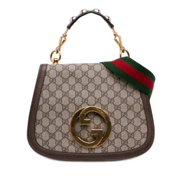 Beige Gucci Medium GG Supreme Blondie Top Handle Satchel in Beige Coated canvas from Designer Revival