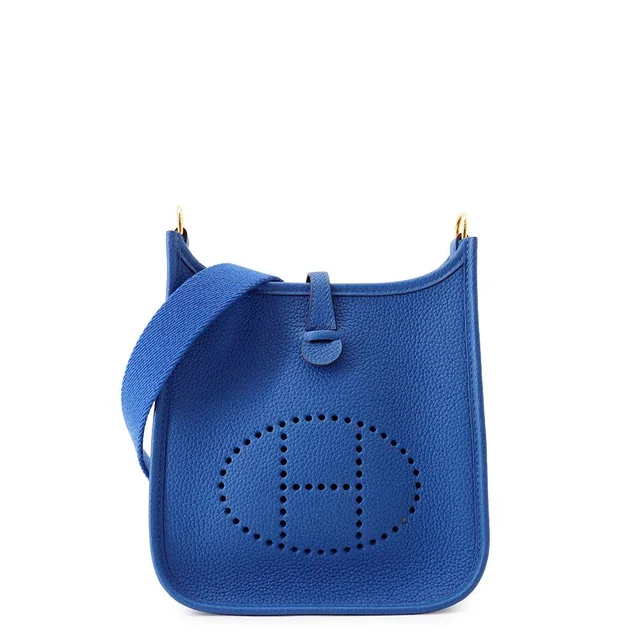 Hermès Shoulder Bag Evelyne TPM 111 Amazon Blue France Gold Taurillon Clemence in Blue Clemence leather from The Reluxe