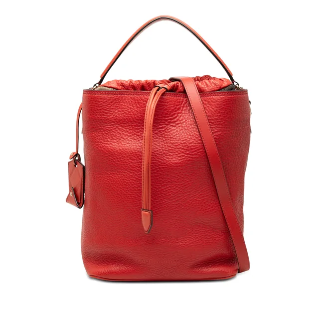 Red Burberry House Check Canvas and Calfskin Ashby Bucket Bag Satchel in Red Calfskin from Designer Revival, photo 1 of 1