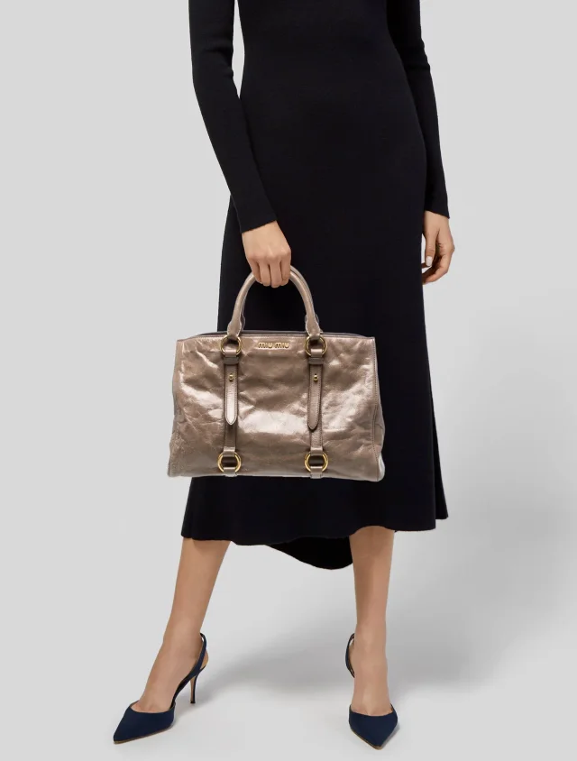 Miu Miu Top Handle Bag in brown|red Leather from The RealReal, photo 2 of 6