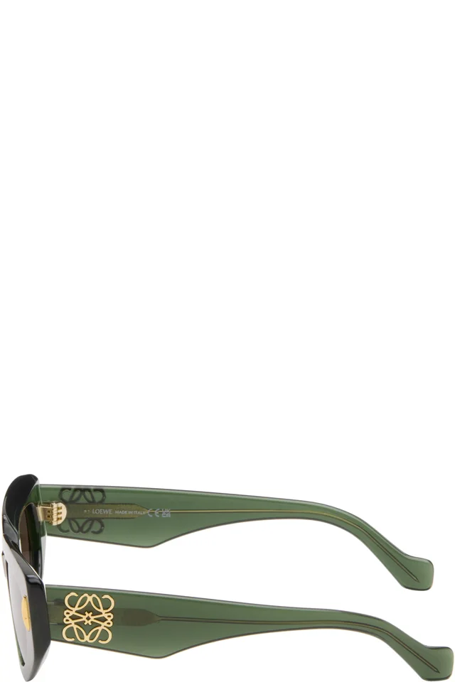 LOEWE Green Anagram Sunglasses, photo 3 of 4 from SSENSE