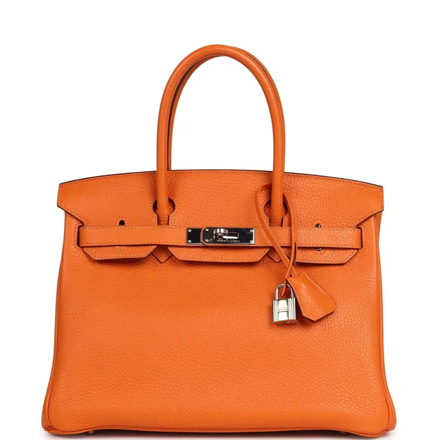 Hermès Birkin 30 Orange Clemence Palladium Hardware in Orange Clemence leather from Madison Avenue Couture