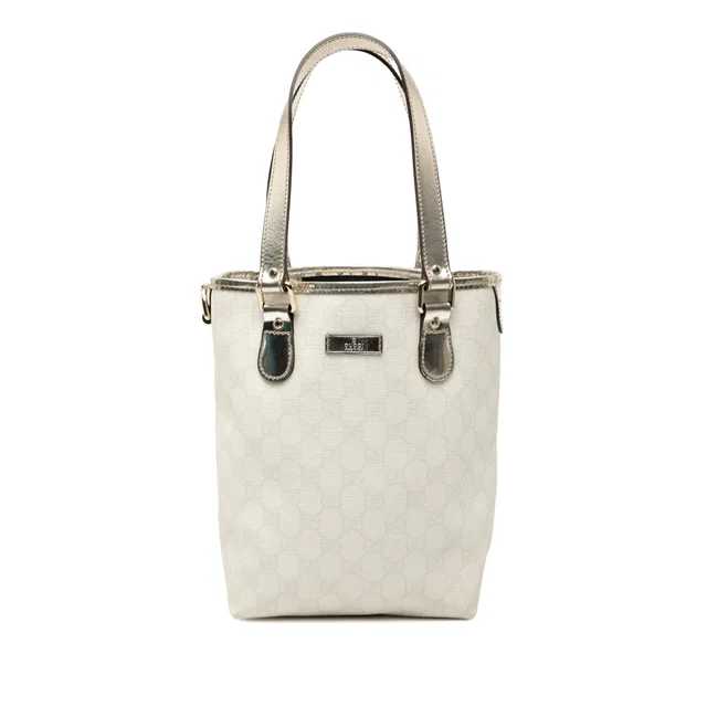 White Gucci GG Supreme Tote in White Coated canvas from Designer Revival