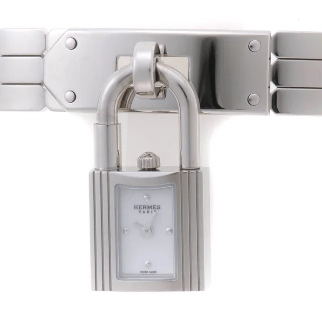 Hermès Kelly Mini Watch Stainless Steel White Dial in White from The Reluxe