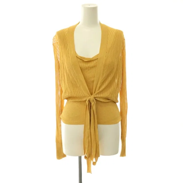 Hermès Knit Ensemble Cardigan Top 36 Mustard in Yellow from The Reluxe