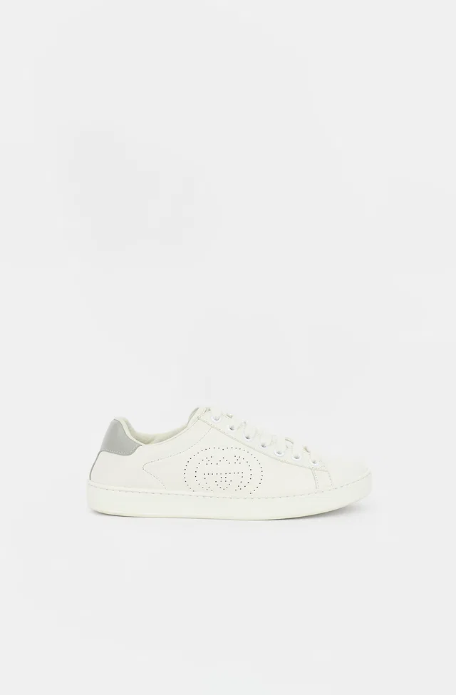 Gucci Leather Ace Perforated GG Sneaker in Leather from VSP Consignment