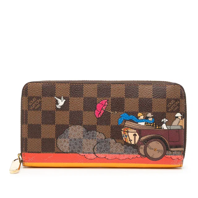 Brown Louis Vuitton Damier Ebene Evasion Illustre Zippy Wallet in Brown Canvas from Designer Revival