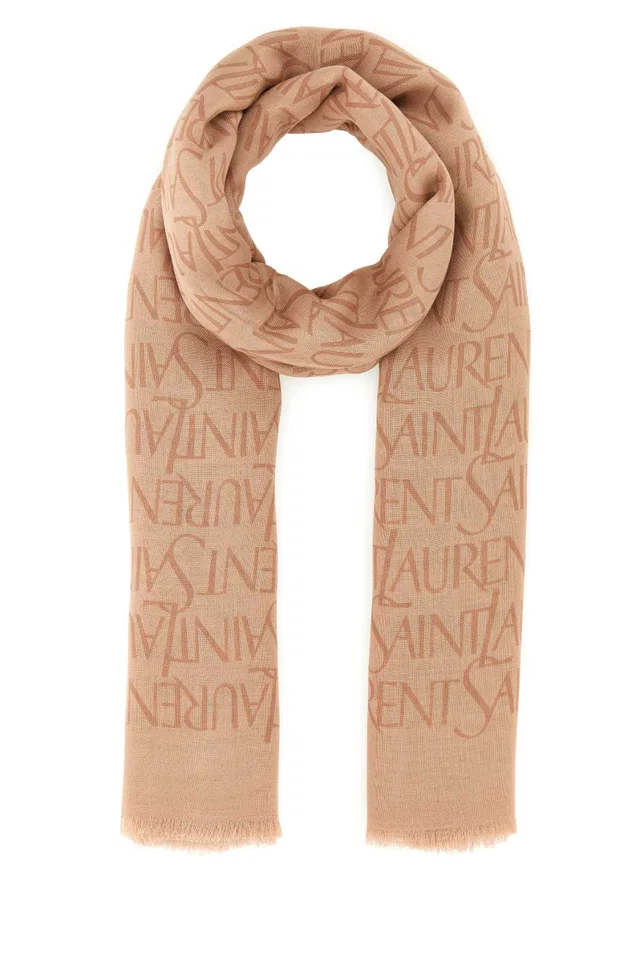 Saint Laurent Scarf — Beige Exterior: Modal Cashmere Scarfs in Beige Cashmere from HEWI