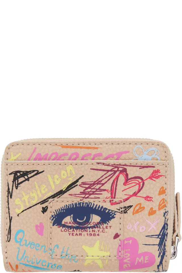 Marc Jacobs Beige 'The Punk Scribble Mini Compact' Wallet, photo 2 of 3 from SSENSE