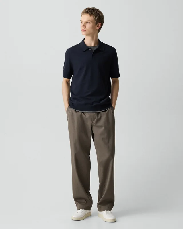 Theory Soris Polo Shirt in Light Bilen in DARK ECLIPSE 62% Viscose, 38% Polyester; Exclusive Of Elastic, photo 5 of 12 from Theory