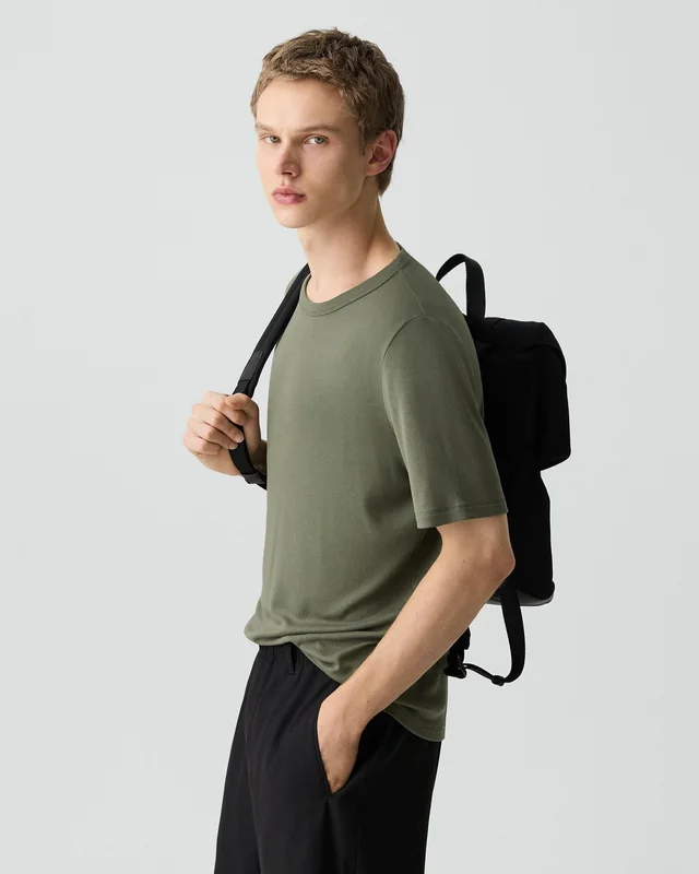 Theory Essential Tee in Anemone Modal Jersey in LIGHT IVY 67% Modal, 30% Polyester, 3% Spandex, photo 2 of 12 from Theory