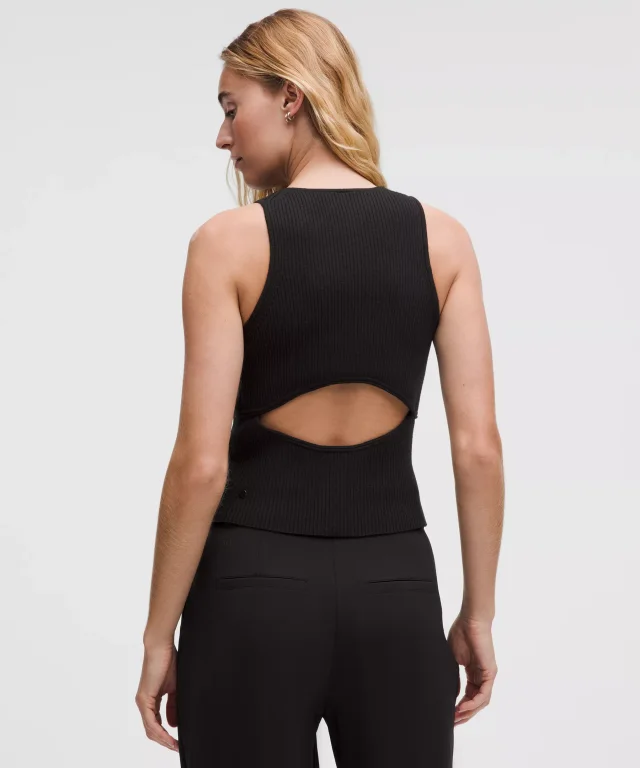 lululemon Merino Wool Open-Back Tank Top in Black, photo 2 of 6 from lululemon