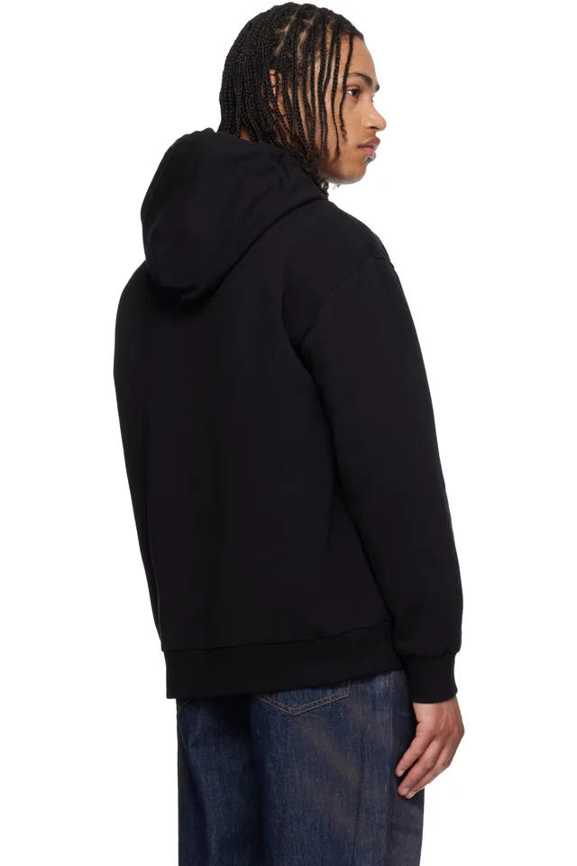MM6 Maison Margiela Black Logo Patch Hoodie, photo 3 of 4 from SSENSE