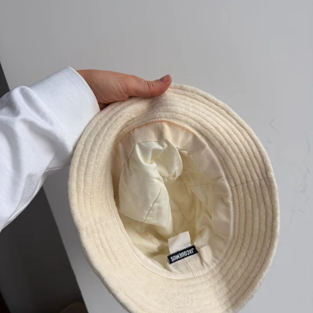 Jacquemus Women's Bucket hats - Cream in White from Depop, photo 6 of 7
