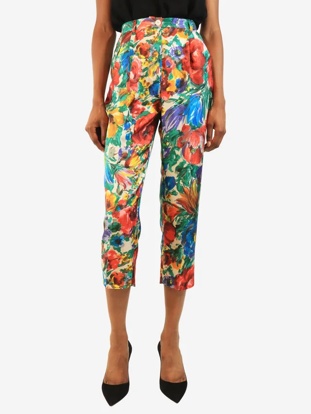 Dolce & Gabbana Multicolour silk floral printed trousers - size UK 6 in Multicolor Silk from Sign of the Times