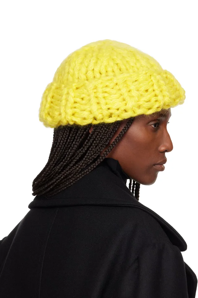 ISSEY MIYAKE Yellow November Silk Mohair Beanie, photo 3 of 3 from SSENSE