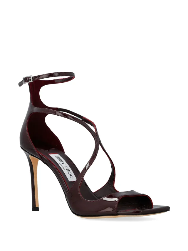 Jimmy Choo Azia 95 deep-merlot patent-leather sandals, photo 2 of 2 from FARFETCH