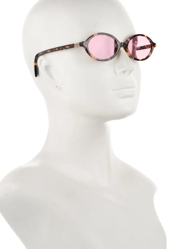 Miu Miu Narrow Tinted Sunglasses in brown|red from The RealReal, photo 3 of 3